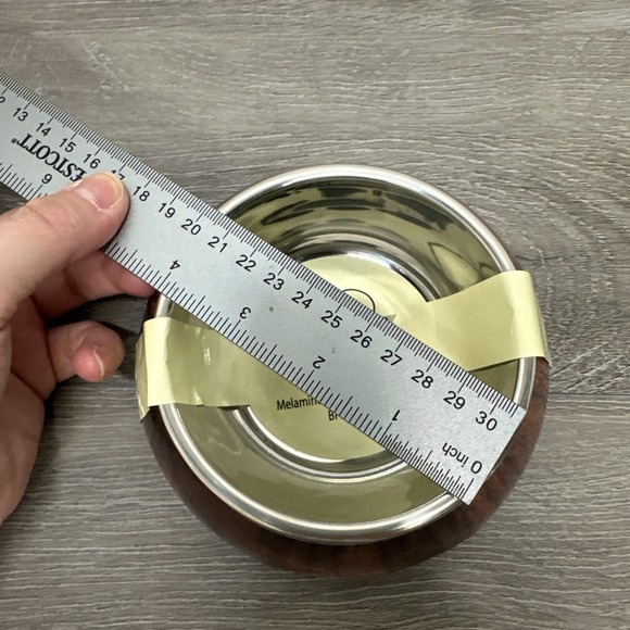 Dog or Cat Food 2 in 1 Melamine Stainless Steel Pet Bowl BPA Free Wood Grain - Picture 6 of 6